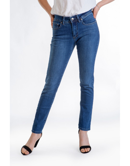 Spodnie damskie jeans, zwężane- Ana dark blue