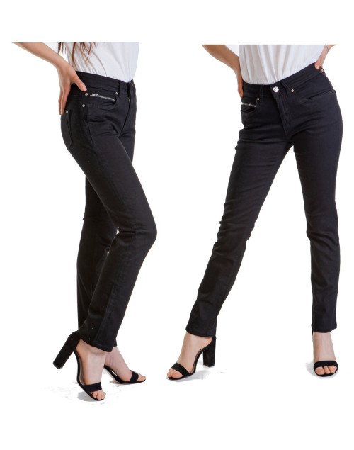 Spodnie damskie jeans, prosta nogawka, Slavina black